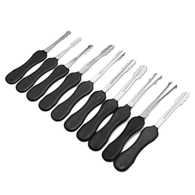 주문 블랙 자동 잠금 픽 세트 10pcs 더블 사이드 잠금 픽 도구 온라인 제조
